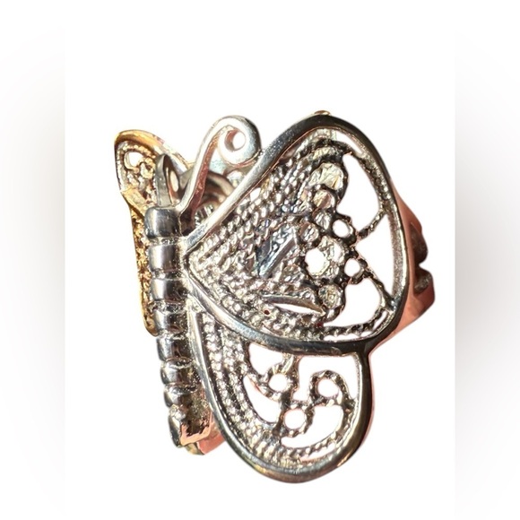 Stainless Steel Butterfly filigree ring silver whimsigoth size 6 Stevie Nicks - Picture 3 of 6